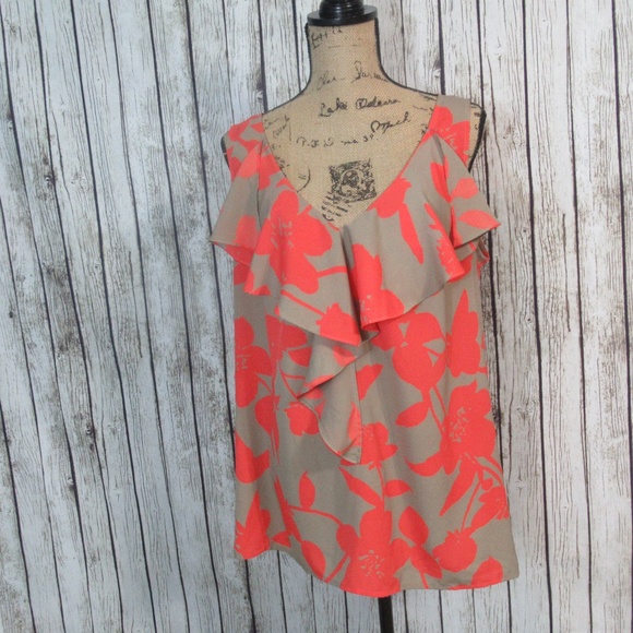 LOFT Tops - Ann Taylor Loft Ruffled Bib Sleeveless Blouse